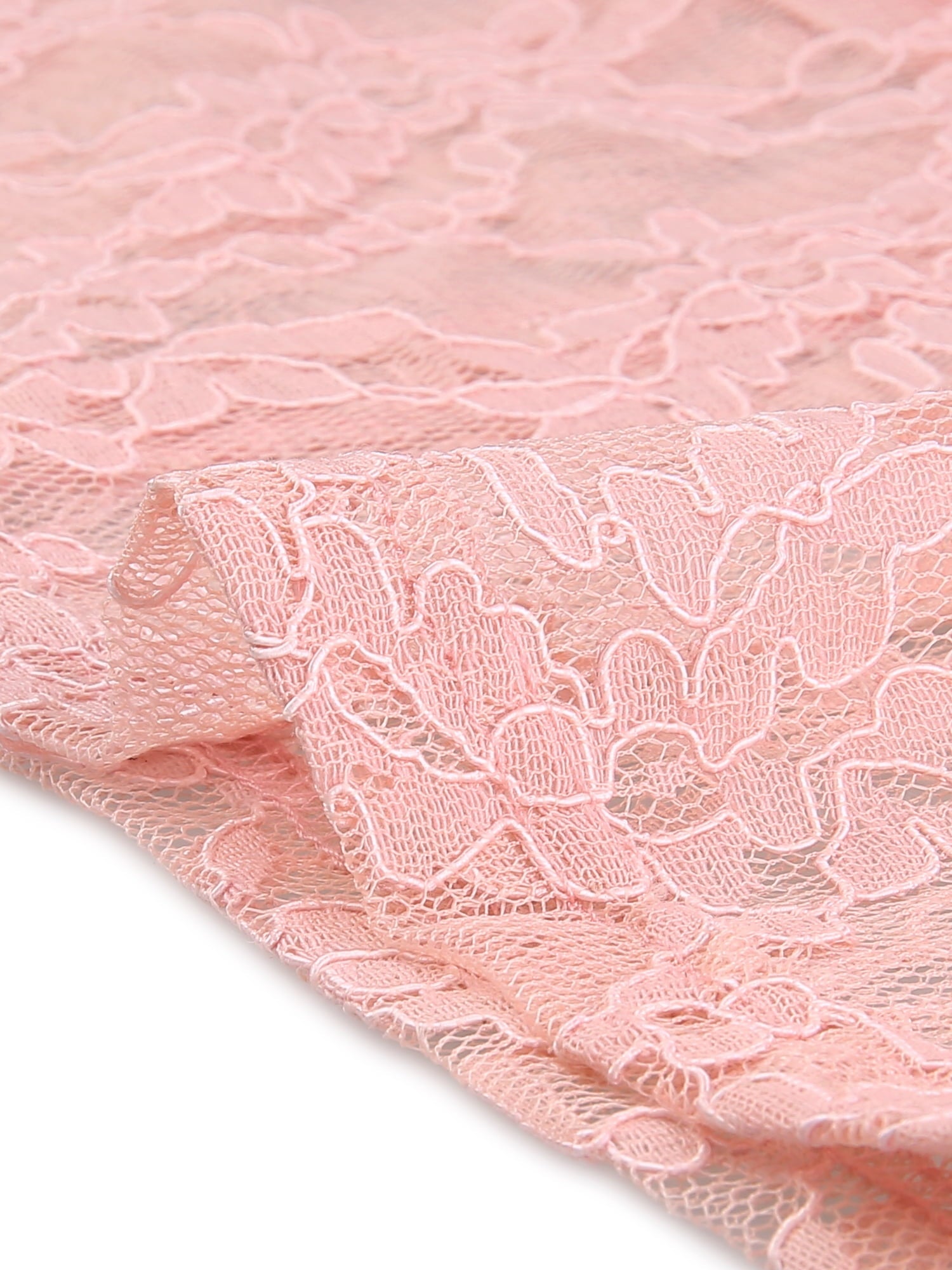 DARING DIVA Lace 3/4 Sleeve Dress Square Neck Midi Straight Tired XS Pink