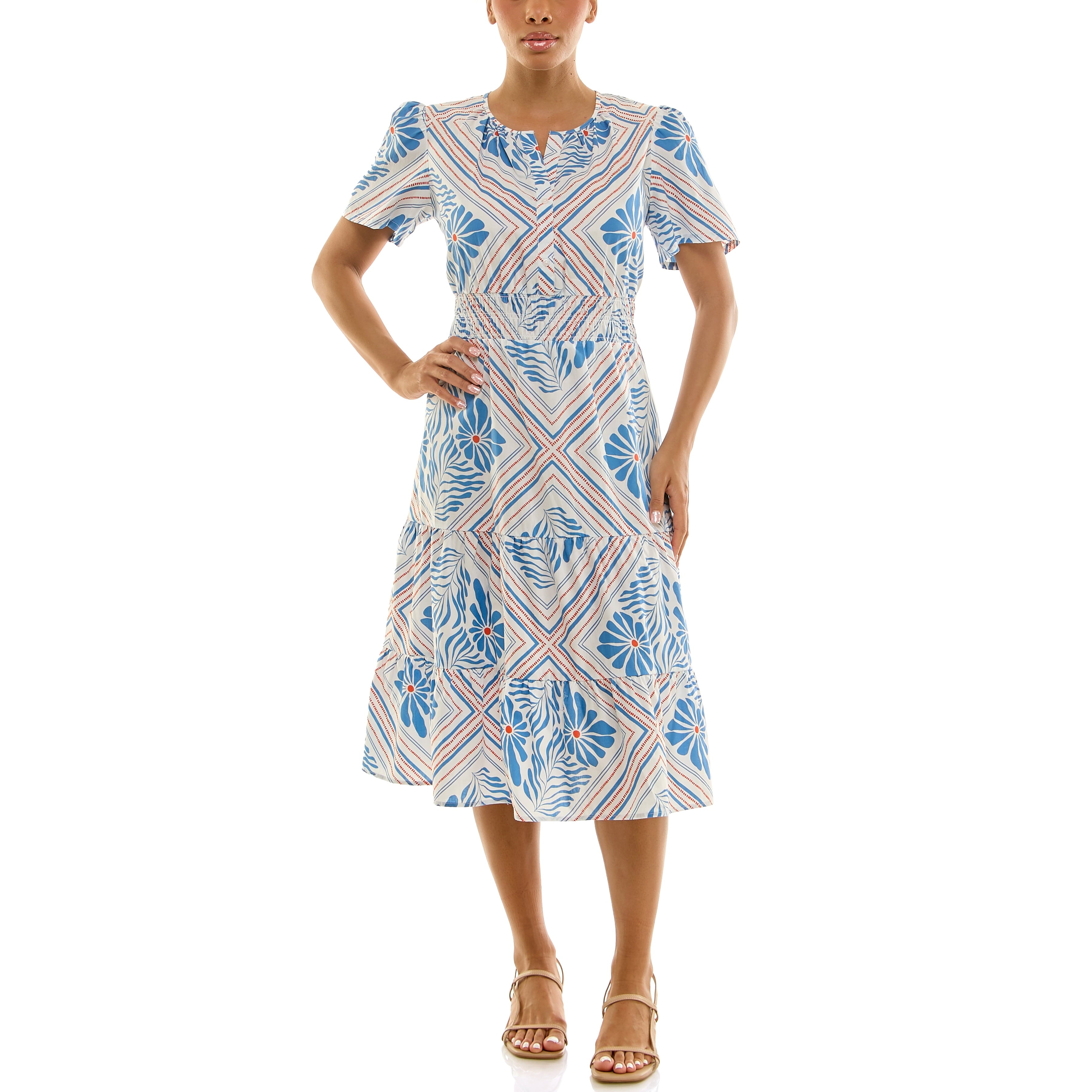 Split Neck Tiered Maxi Dress