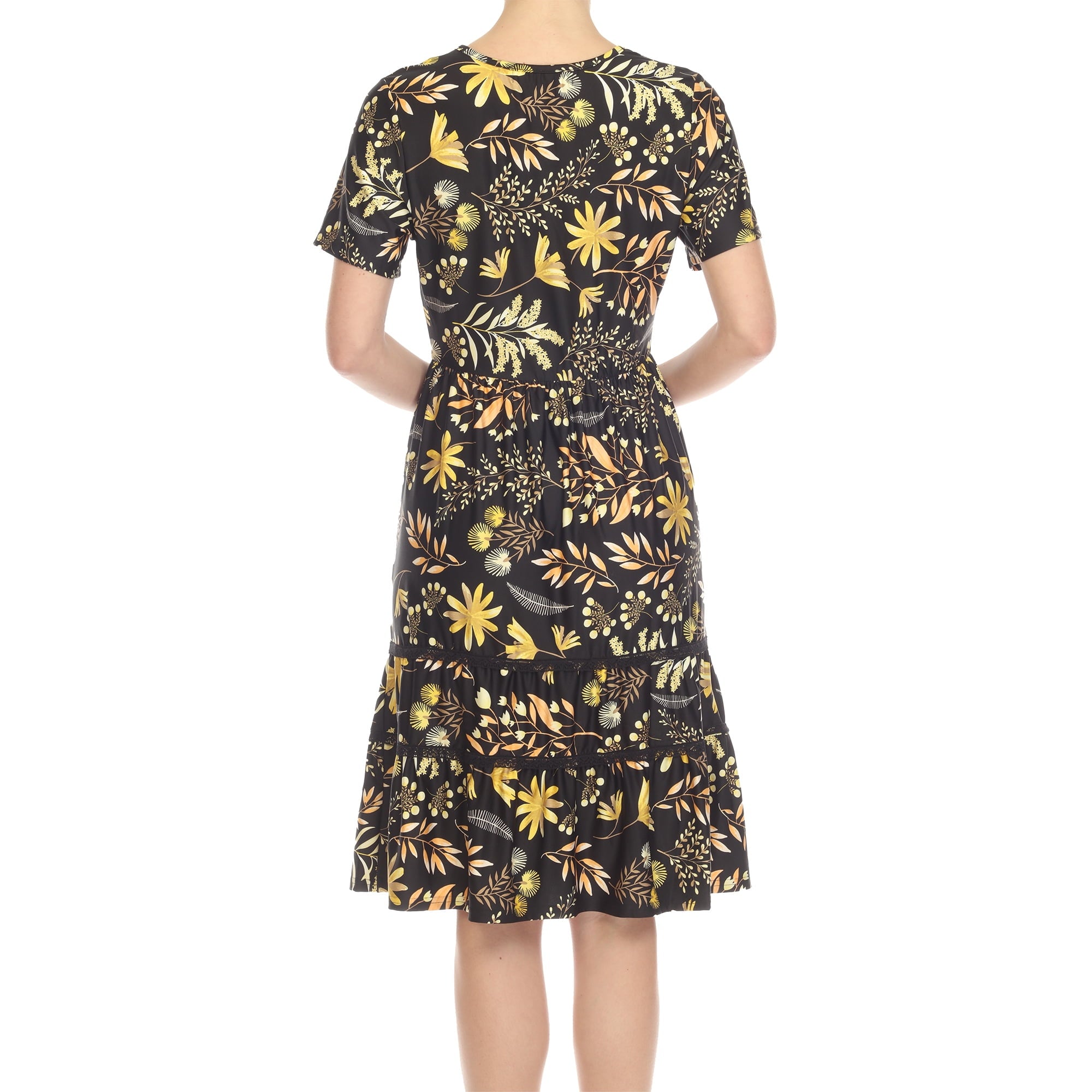White Mark Floral High Waist Tiered Dress (Women's & Women's Plus)