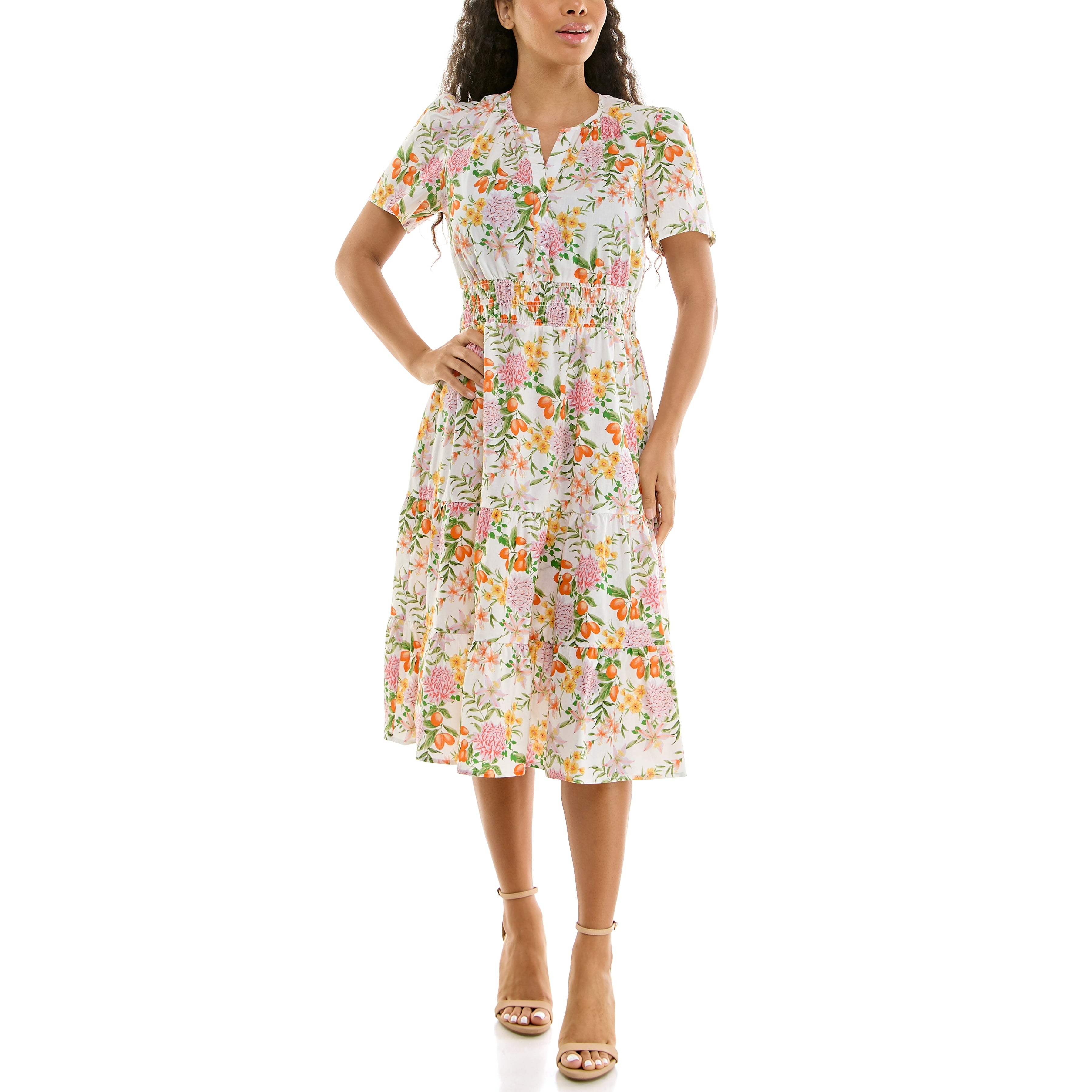 Split Neck Tiered Maxi Dress