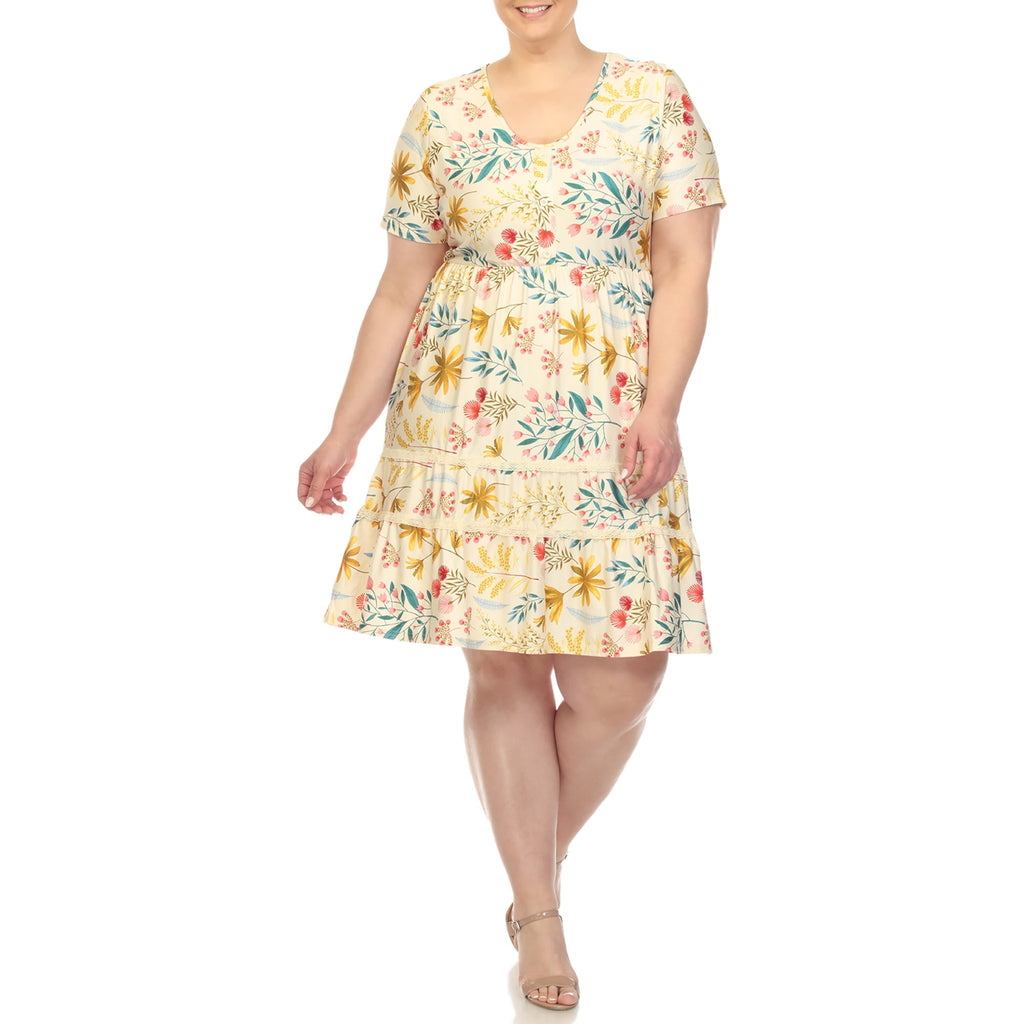 White Mark Floral High Waist Tiered Dress (Women's & Women's Plus)