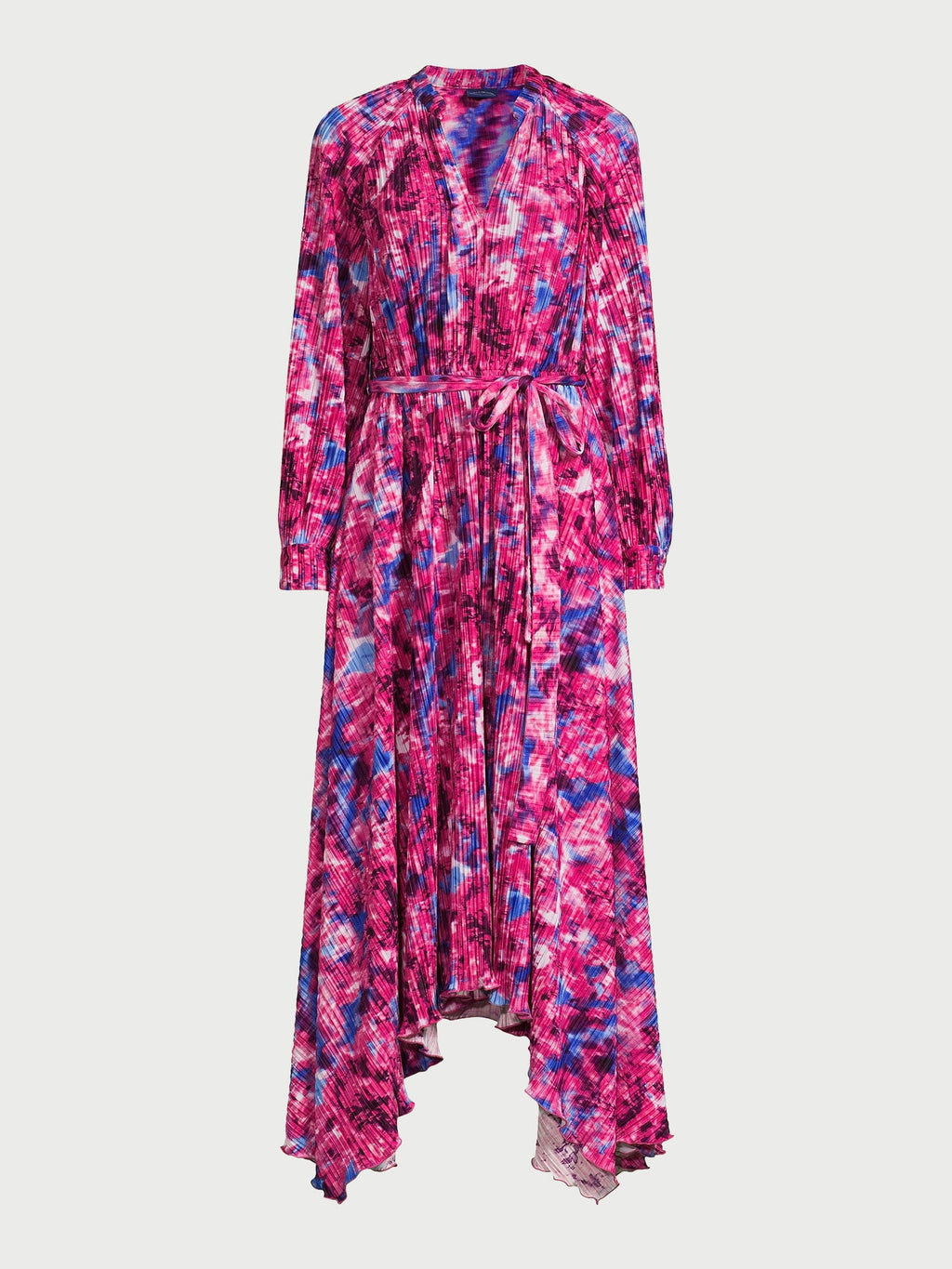 Scoop Women’s Pleated Handkerchief Hem Dress with Long Sleeves, Sizes XS-XXL