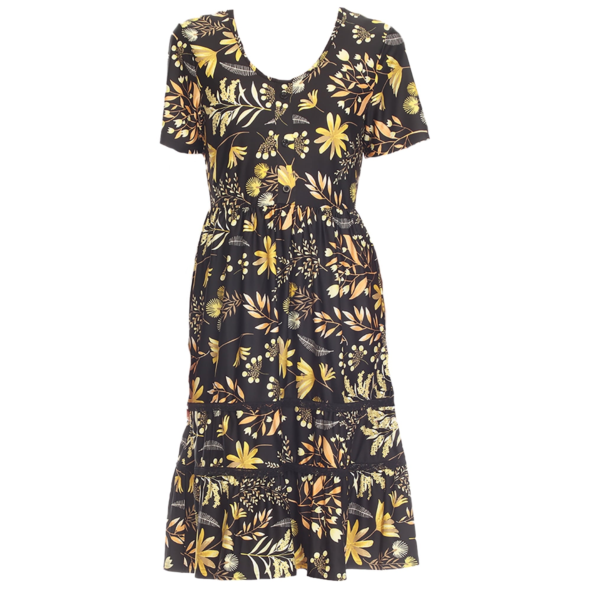 White Mark Floral High Waist Tiered Dress (Women's & Women's Plus)